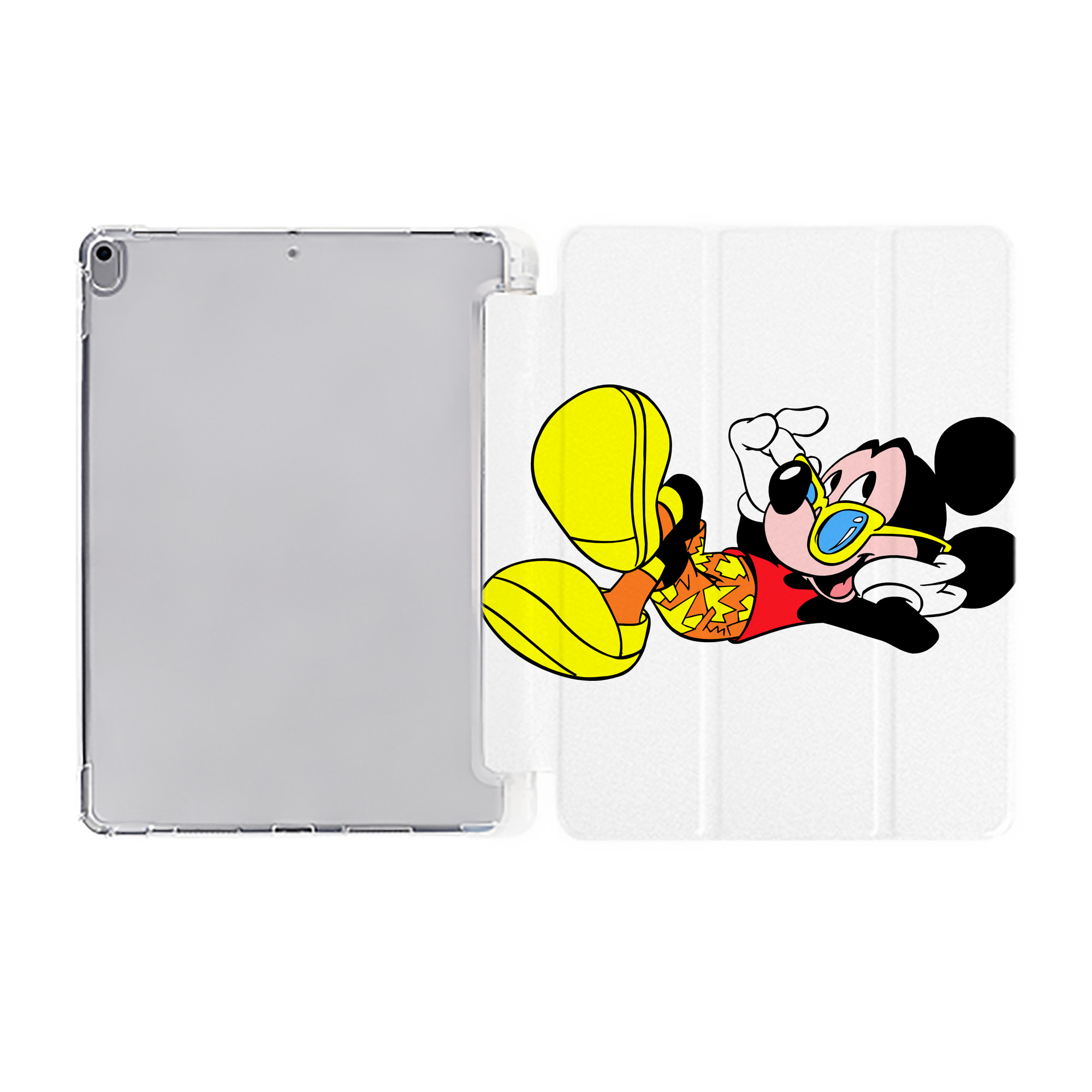 （画像用） ミッキーマウス Mickey Mouse IPad ケース ペン収納付き 三つ折りスタンド PUレザー×シリコン 対応機種9.5/10.5/10.9インチ
